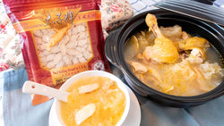 American Ginseng chicken soup with Prince of Peace American Ginseng slices.