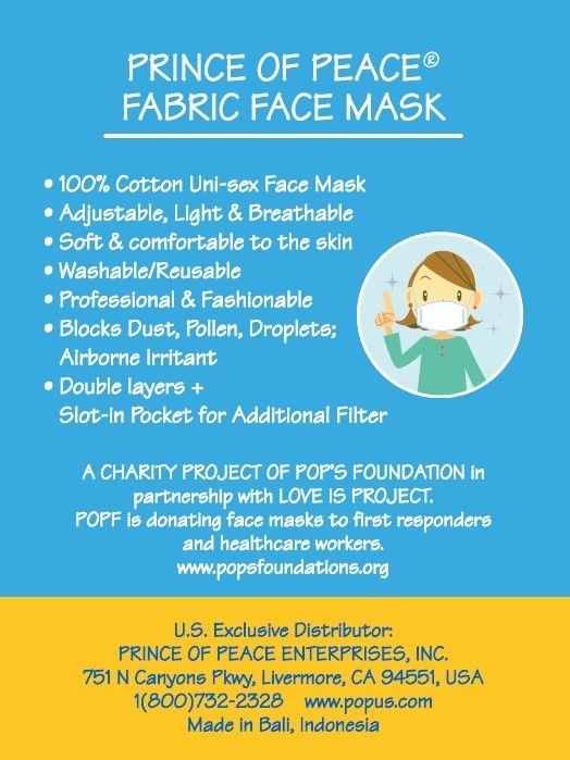 Prince of Peace Reusable Fabric Face Covering description.