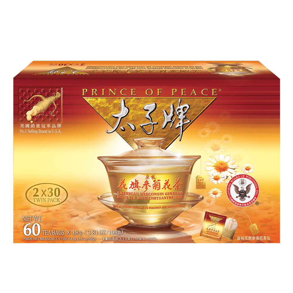太子牌原枝花旗參菊花茶, 雙禮盒裝(2盒x30茶包) – Prince of