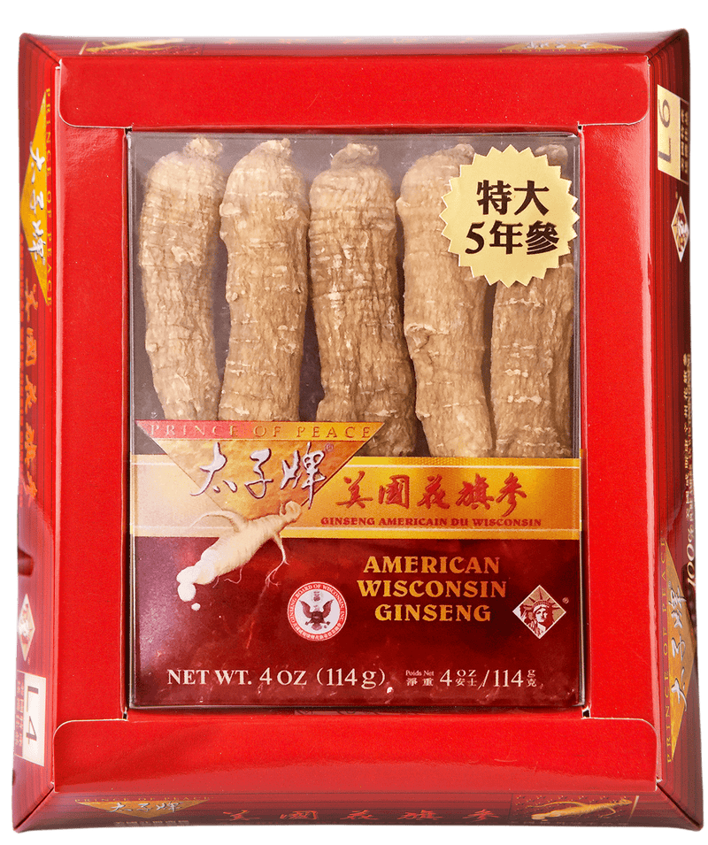 Prince of Peace Wisconsin American Ginseng 5 Year Jumbo Long Roots, 4 oz