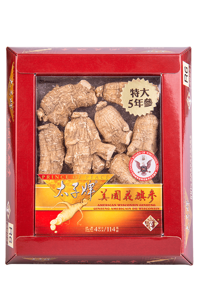 Prince of Peace Wisconsin American Ginseng 5 Year Jumbo Round Roots, 4 oz