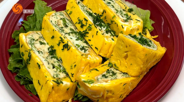 American Ginseng Tamagoyaki on a plate.