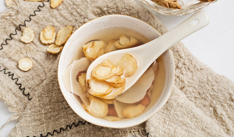 Sea Coconut American Ginseng soup made with American Ginseng slices.