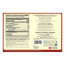 Nutrition label and ingredient list on a product packaging with a red border.