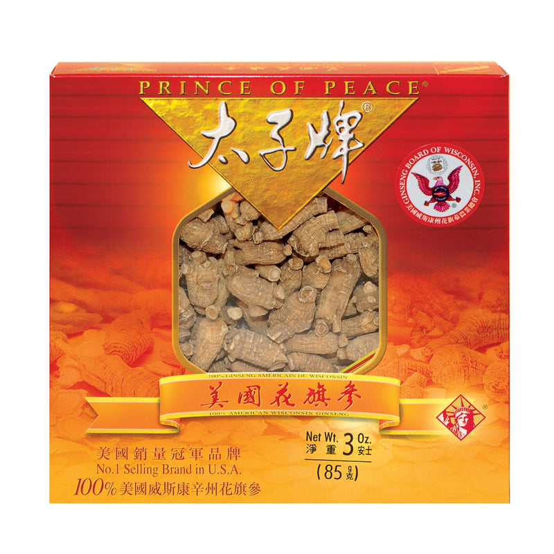 A package of Prince of Peace Wisconsin American Ginseng Small Round Roots, 3oz.