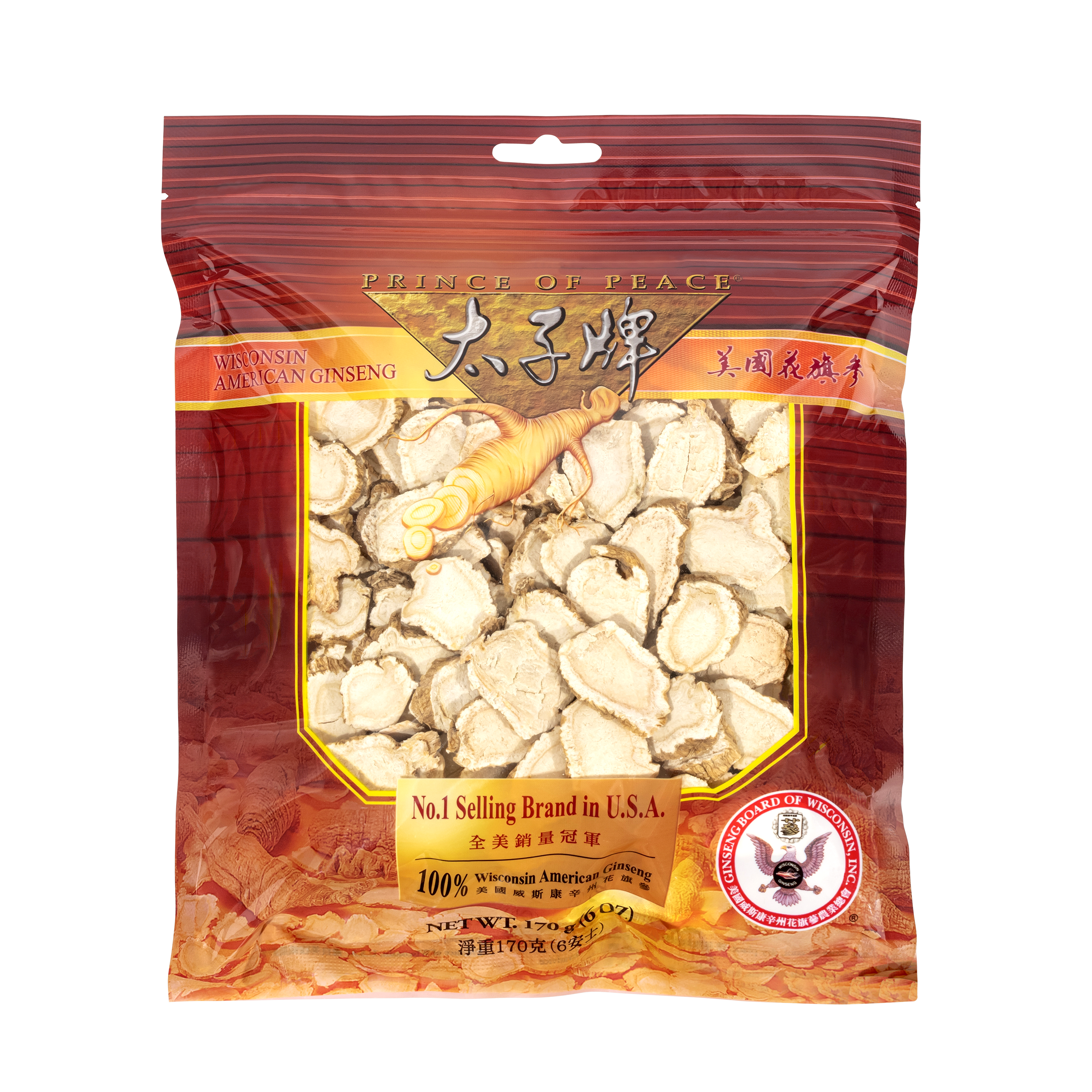 Prince of Peace Wisconsin American Ginseng Slices, 6oz