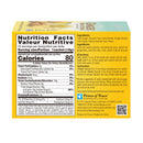 Nutrition facts label and ingredients list on a product packaging with a white background.