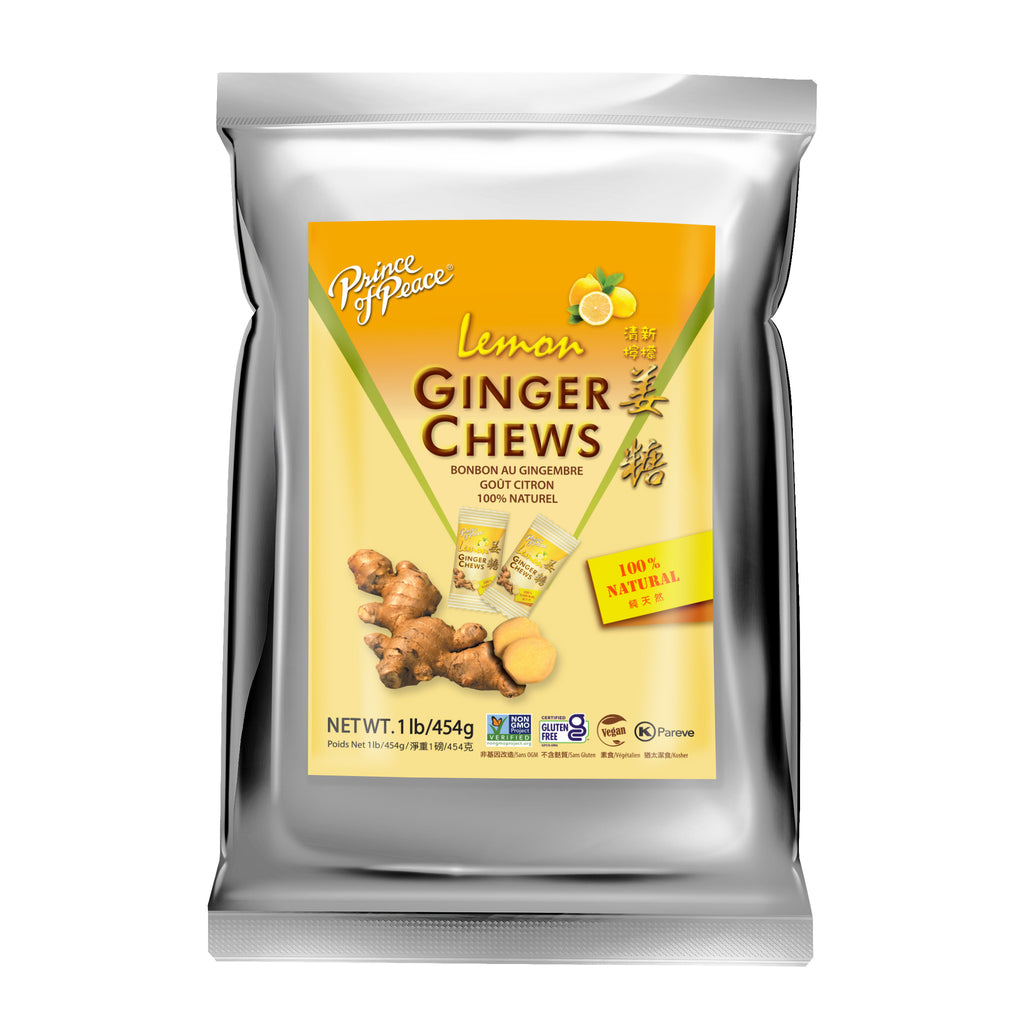 Prince Of Peace Ginger Chews With Lemon – 4oz Bags (Pack Of 12) – Gluten Free, Natural – Exp 09/22/2026