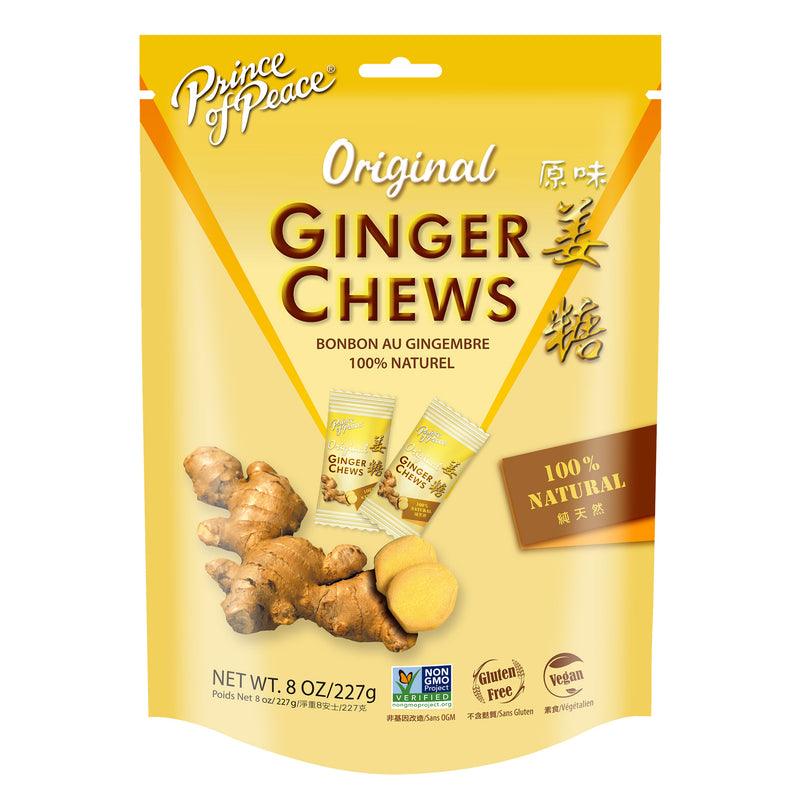 A package of Prince of Peace Ginger Candy (Chews), Original, 8oz