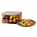 A package of Wing Wah Almond Cookies, 400g with cookies on a plate.