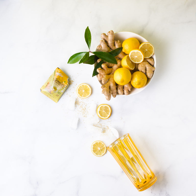 Prince of Peace Instant Lemon Ginger Honey Crystals on a table.