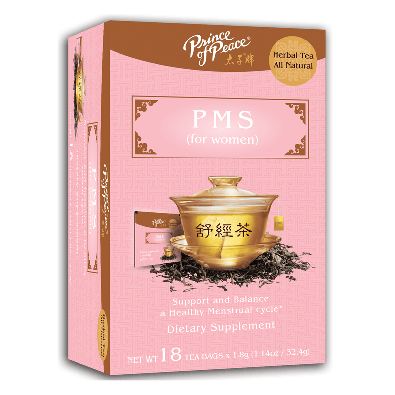 A package of Prince of Peace PMS Tea, 18 tea bags.