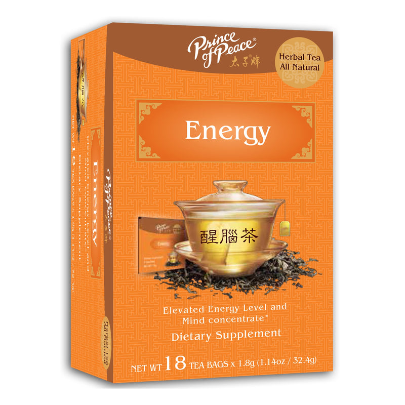 A package of Prince of Peace Energy Tea, 18 tea bags.