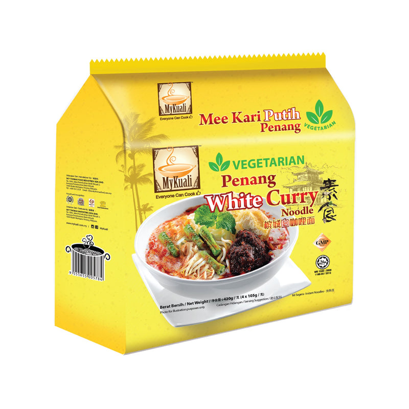MyKuali Penang Veg White Curry Instant Noodle, 4 packets