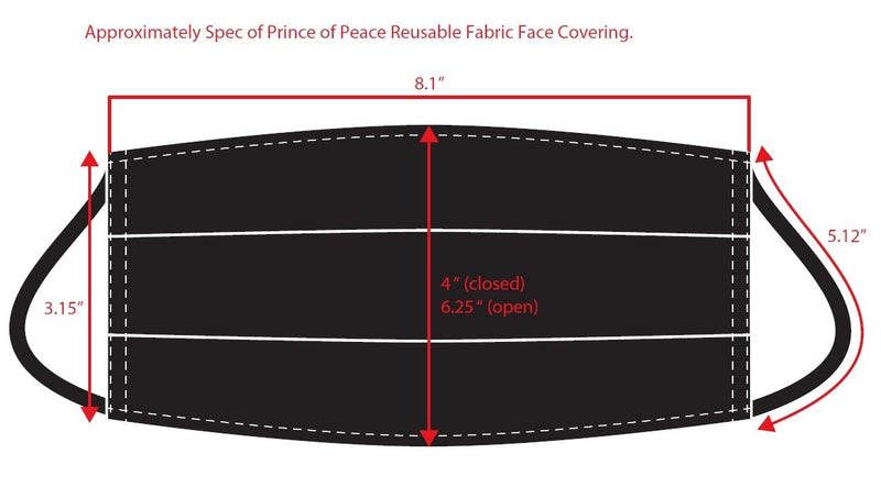 Prince of Peace Reusable Fabric Face Covering dimension