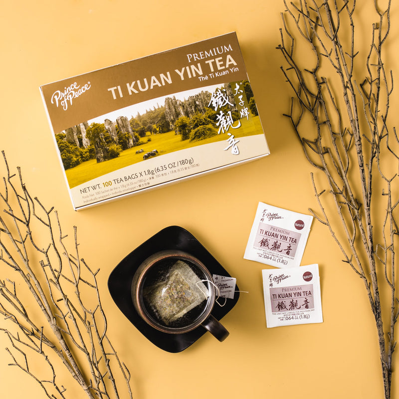 Prince of Peace Premium Ti Kuan Yin Tea in a cup.