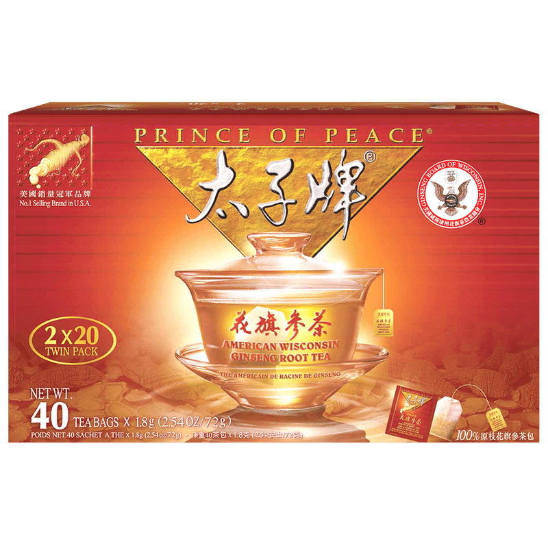 Prince of Peace American Ginseng Root Tea, Twin Pack (2 boxes X 20 tea bags)