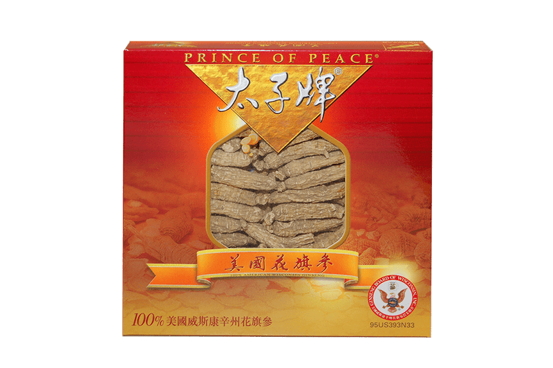 A package of Prince of Peace Wisconsin American Ginseng Small Short Roots, 3oz