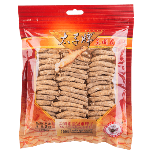 A package of Prince of Peace Wisconsin American Ginseng Medium Round Roots, 6oz