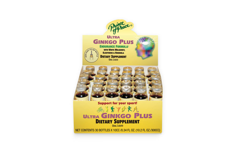 Prince of Peace Ultra Gingko Plus Endurance Formula w/Eleuthero & Rhodiola, 30x10cc