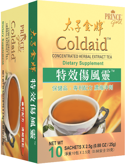 Prince Gold Coldaid - Concentrated Herbal Extract Tea box.