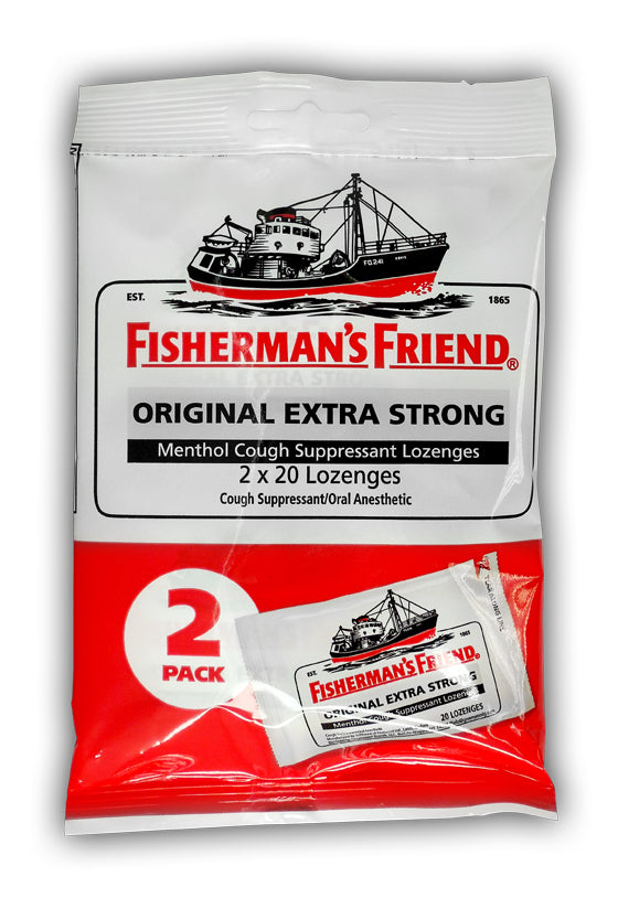 Fisherman's Friend Original Extra Strong Menthol Cough Suppressant Lozenges, 2 x 20 ct.